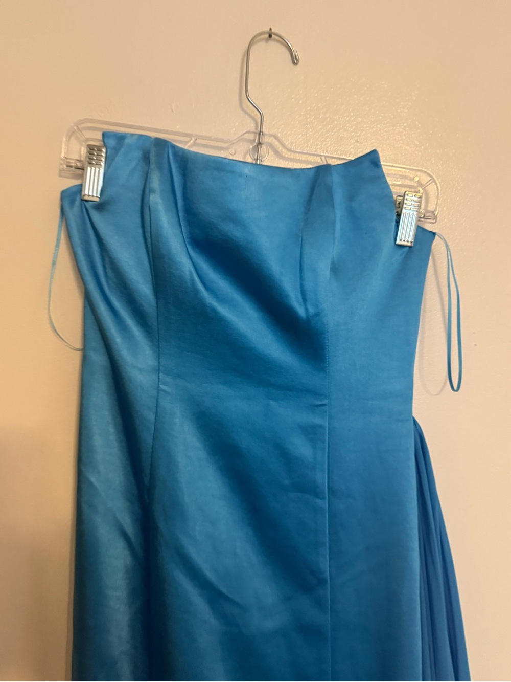 NWT Meshki Dress Rosella Maxi Gown Strapless in Satin Cyan Blue - Picture 6 of 9